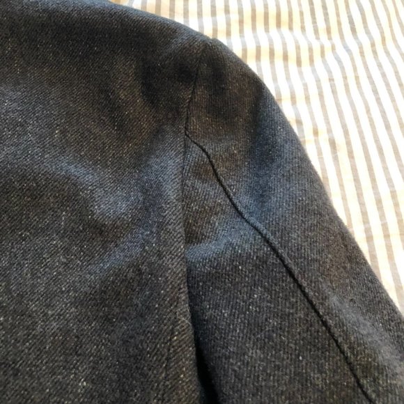 Calvin Klein Charcoal Wool Layered Hoodie Car Coat Overcoat Zip Closure - Picture 13 of 13